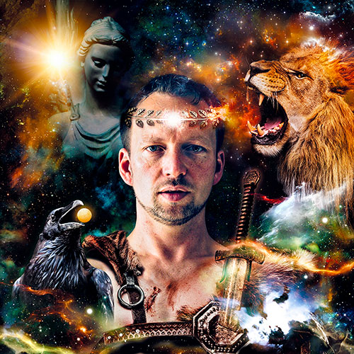 Intuïtief kunstportret dat de innerlijke essentie en kracht van de persoon weerspiegelt.