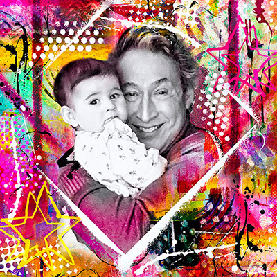 Liefdevol portret van een opa en zijn kleindochter, waarin een intiem moment van klein geluk zichtbaar wordt.