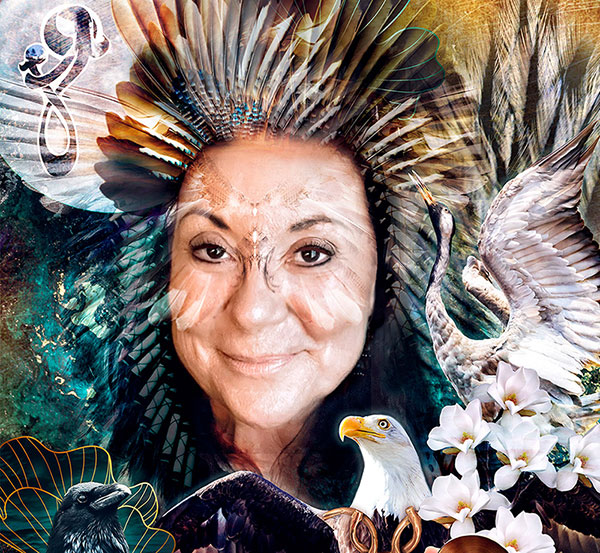 portret_ontdek_jouw_essentie Persoonlijk portret vol symboliek en kleur, ontworpen om de ware kern van iemand zichtbaar te maken.