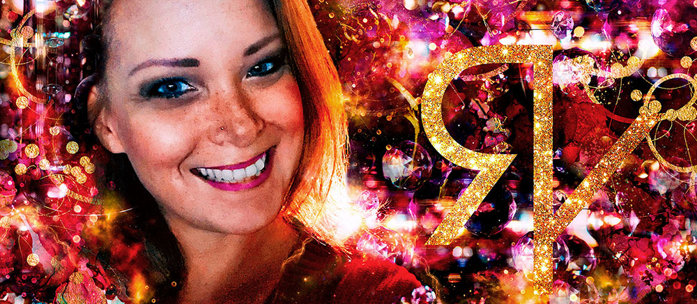 Artistieke banner met een zelfportret vol kleur, emotie en intuïtieve expressie.